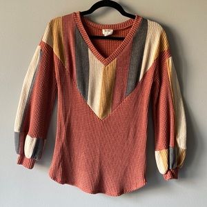 NWOT - BiBi - fleece and waffle long sleeve shirt